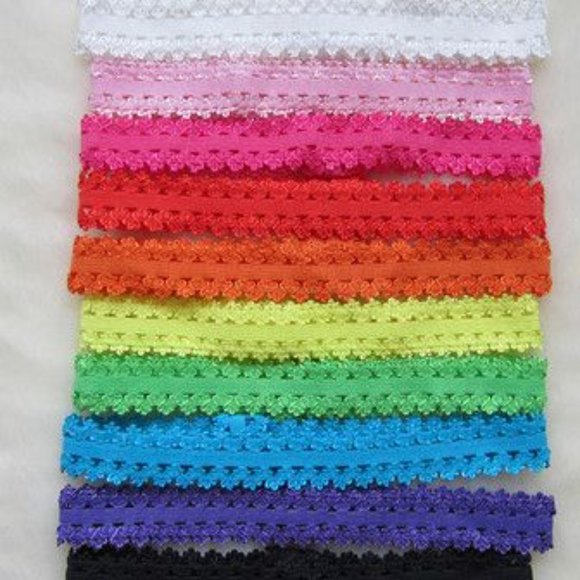 170 Picot Edge Lace Trim Elastic Fabric Lace headbands for baby and kid headband - Picture 2 of 4